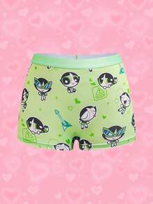 THE POWERPUFF GIRLS X SHEIN 女士卡通印花松紧腰平角内裤 - 彩色 - 查看 9