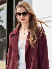 Visivana 1pc Plastic Cat Eye Rim Decoration Fashion Glasses Shades Beach Accessories Beach Accessories For Women Glasses Shades Basics Fall Winter Women Outfits Clothes Business Casual Gifts Elegant Outfit For Summer Beach Vacation,Outdoor,Travel Casual Style Cat Eye Frame For Going Out Outfit,Back To School Modern Elegant Fashion Accessories - Brown - View 5