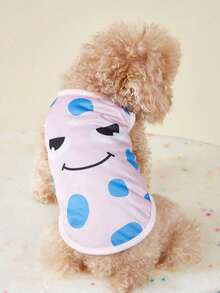 PETSIN 春夏可爱简约粉蓝波点怪兽印花透气网眼无袖宠物背心，柔软有弹性，欧美流行，适合猫狗穿着。 - 彩色 - 查看 6