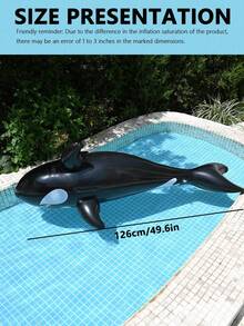 1PC Inflatable Water Ride, Water Play, Inflatable Black Whale Floating Shelf, Type For Summer Pool And Beach Floating Party, Perfect Summer Gift, Pool Raft, Lounge Chair, Floating Vacation Fun And Relaxation - Black - View 2