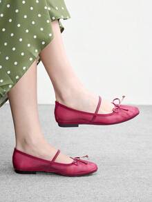 CUCCOO BIZCHIC Giày lười nữ đế bằng màu trơn, kiểu dáng thường ngày, có nơ trang trí, thích hợp cho dịp Giáng sinh. - Gỗ đỏ - Xem 4