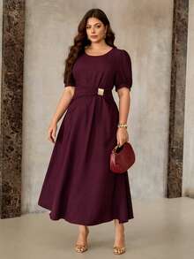 Roveilla 大码女装春夏新款长袖针织拼接刺绣连衣裙，婚礼宾客浪漫礼服，新娘礼服，正式礼服，优雅浪漫酒红色连衣裙，大码休闲连衣裙，勃艮第长裙，大码正式礼服，大码女装连衣裙，优雅大码服装，大码优雅连衣裙，大码女装连衣裙 - 酒紅色 - 查看 1