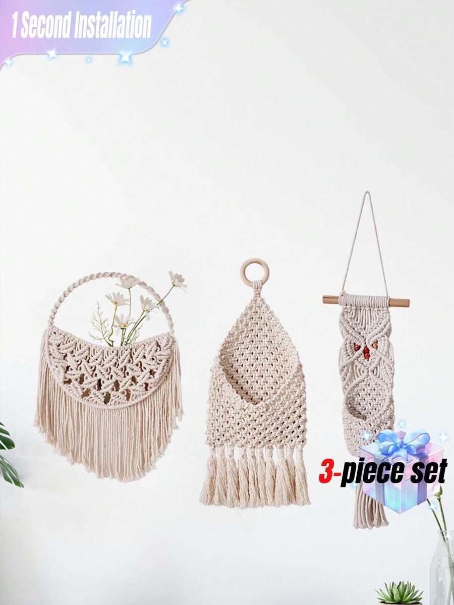 Creative Dried Flower Mesh Bag DIY Floral Decoration Nordic Style Woven Wall Hanging Mesh Bag - Multicolor - View 1
