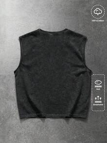 ROMWE MEN Men's Rhinestone Decor Round Neck Casual Sleeveless Tank Top For Summer - Black - View 3