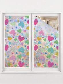 Joivida 1 Pc Colorful Glass Sticker, Colorful Heart-Shaped Glass Sticker, PVC Electrostatic Adhesive Glass Window Door Privacy Film, Detachable Glass Sticker, Suitable For Bedroom, Living Room, Kitchen Door And Window Decoration, Home Decoration Sticker, Suitable For Christmas, Halloween, New Year Gifts - Love glass sticker - View 8