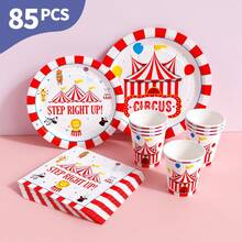 嘉年华马戏团一次性餐盘、餐巾纸和杯子套装，可供 20 位客人使用。这款一次性派对套装（包括餐盘、餐巾纸和杯子）非常适合生日派对、婚礼和家庭野餐。 - 查看 1
