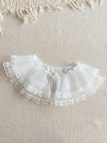 PrepCrw 1pc Young Girls' Elegant Lace Collar Petal Sleeve Navy Blue Dress, Suitable For Casual, Outings, Gatherings, Festivals, Spring And Summer - Navy Blue - View 5