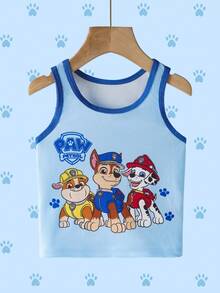 SHEIN | PAW Patrol 2件/套 男童卡通印花圆领背心 - 藍色 - 查看 8