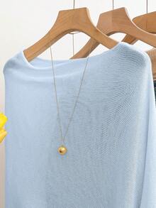 GlowEve Women's Casual Loose Vacation Style White Shawl Poncho Sweater, Suitable For Spring/Summer - Baby Blue - View 5