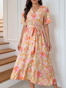 Miaspire 女士优雅印花中长连衣裙，夏季 - 彩色 - 查看 7