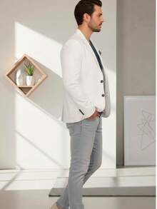 Blazer Casual Busines - White - View 2