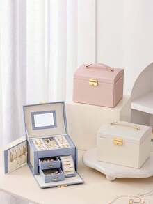 Jewelry Box Storage Box Multi Layer Large Capacity Ring Necklace Box Jewelry Earnail Storage Jewelry Storage Box - White - View 4