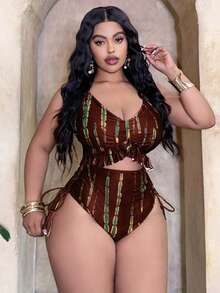 Slaydiva Áo tắm liền thân cỡ lớn, trang phục tối giản mặc hàng ngày, trang phục đi biển mùa hè dành cho phụ nữ. - Nhiều màu - Xem 5