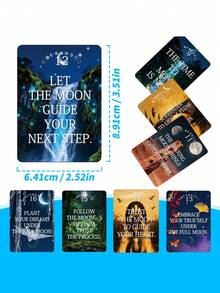 1pc Mystical Moon Oracle Card Deck-Insightful Fortune Telling Cards With Keywords For Guidance On Timing, Life Choices & Relationships, Tarot Cards For Beginners, Funny Party Board Game, Paper Material, Suitable For Teens & Adults - Multicolor - View 2