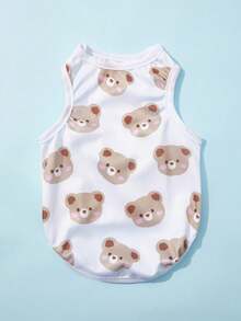 PETSIN 1件可爱小熊印花休闲宠物背心 - 彩色 - 查看 4