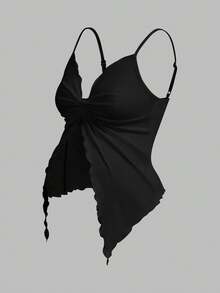 Modmama 2pcs Maternity Summer Casual Solid Color Front Twist Asymmetric Hem Camisole - Multicolor - View 3