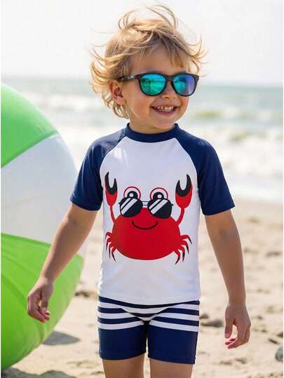 SHEIN 1pc Young Boys' Casual Street Dinosaur Print Patchwork Sleeve One-Piece Knit Swimsuit Summer Outfits Y2k Vacation Tendencias Ss26 Goth Gothic Streetwear Sumwon Burgundy Holiday Vintage Boho Festival Gras Party Cute Birthday Boys Modest Casual Cozy