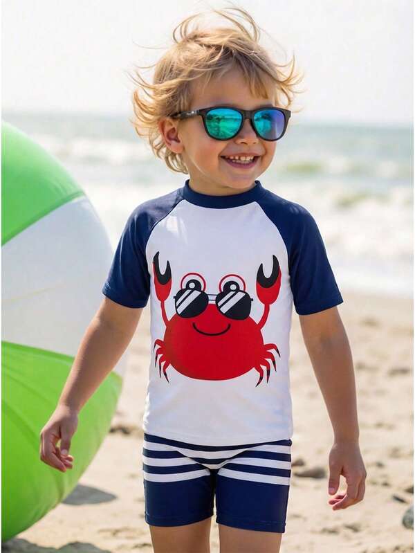 SHEIN 1pc Young Boys' Casual Street Dinosaur Print Patchwork Sleeve One-Piece Knit Swimsuit Summer Outfits Y2k Vacation Tendencias Ss26 Goth Gothic Streetwear Sumwon Burgundy Holiday Vintage Boho Festival Gras Party Cute Birthday Boys Modest Casual Cozy