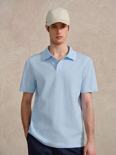 HIMLAND 男士夏季休闲修身商务针织短袖 Polo 衫 Tenniscore