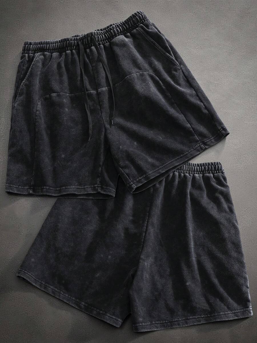 SLATEMANN Men's Summer Casual Drawstring Waist Slant Pocket Shorts - Black - View 1