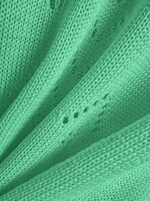 EMERY ROSE 女士纯色V领镂空休闲无袖针织上衣 - 薄荷綠 - 查看 3