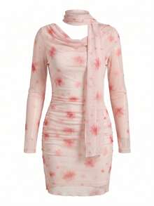 Modelyn Women's Spring/Summer Pink Knit Ruffled Neck Gathered Waist Bodycon Elegant Romantic Dress Sheer Cover Up Summer Long Sleeve Dress Sheer Dress Women Scarf Dress Women Long Sleeve Dress Tie Dye Dress Skin Tight Dress Slim Dress Pink Tie-Dye Floral Mesh Bodycon Dress Easter Brunch Romantic Floral Dress Spring Watercolor Print Bodycon Dress Soft Blush Pink Floral Print Dress Spring Break Romantic Outfit Spring Date Night Bodycon Dress Garden Party Romantic Mini Dress Soft Blush Pink Hue Romantic Fe - Pink - View 8