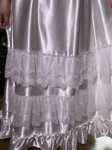 Lyrianda Đầm ôm sát dài chấm đất, màu trơn, thanh lịch, gợi cảm với dây đeo mảnh. - trắng - Xem 5