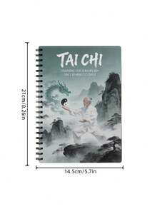 1pc Tai Chi Themed Planner, 50 Pages, Spiral-Bound Notebook, Perfect Gift For Tai Chi Enthusiasts Suitable For Study Office Work And Back-To-School Season - 28 Days of Tai Chi Landscape Painting - View 2