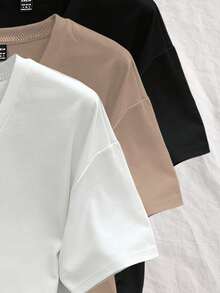 Resyla 3pcs/Set Women V-Neck Short Sleeve T-Shirt, Summer - Multicolor - View 3