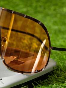 Shadewire Kính thời trang nữ gọng nhỏ hình oval, kiểu dáng cao cấp châu Âu và Mỹ, trong suốt, đa năng, cần thiết cho việc đi làm và trở lại trường học. Phụ kiện thời trang cổ điển retro. - Màu nâu - Xem 10
