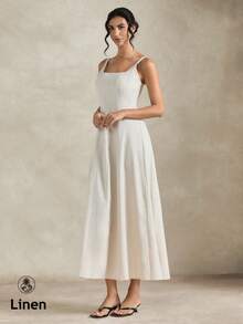 Briarwyn 新款女士纯色休闲长裙，春夏款，女士夏季连衣裙，夏季穿搭，夏季度假穿搭，春季女士穿搭，女士度假穿搭，女士海滩度假穿搭，外出穿搭，优雅女士礼服，度假连衣裙，沙滩连衣裙，奢华优雅连衣裙 - 杏色 - 查看 8