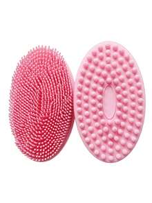 硅胶沐浴海绵刷，干式按摩身体磨砂去角质工具，适用于背部淋浴清洁 - 彩色 - 查看 4