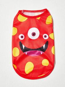 PETSIN 1pc Pet Cat Dog Polka Dot Cute Monster Print Breathable Comfortable Pet Vest - Multicolor - View 4