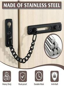 Khóa xích cửa chịu lực cao với lò xo an toàn - Khóa an ninh chống trộm, màu đen mờ, dùng cho cửa trong/ngoài, cửa chính, căn hộ, khách sạn, văn phòng - Tăng cường an ninh và riêng tư, khóa cửa cho nhà ở, an ninh khách sạn, lớp hoàn thiện kim loại bóng bẩy, cấu trúc kim loại bền chắc. - Nhiều màu - Xem 4