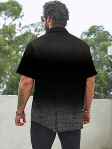 Genlund Plus Size Men's Casual Ombre Print Short Sleeve Shirt, Summer, Holiday - Multicolor - View 2