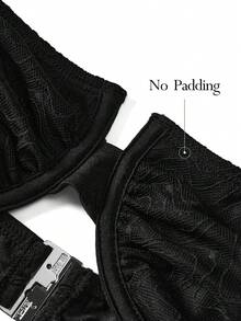 Ocili Traje de baño con brillo, sujetador con doble capa, encaje y volantes, sujetador con aros cómodo y sin cables para mujeres - Negro - Ver 10