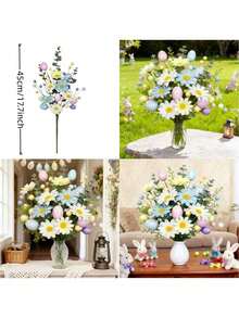 Artificial Easter Floral Spray With Speckled Eggs And Colorful Berries | Plastic Spring Decor Centerpiece With Pastel Eggs, Daisies And Branches, For Easter Table Decor Artificial Easter Egg Vine Spray With Pastel Eggs And Berries Plastic Spring Floral Spray, For Centerpieces And Wreath Decor, Suitable For Floral Arrangements - Centerpiece Decor, Birthday And Graduation Gifts - Multicolor - View 5