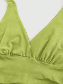 ROMWE Grunge Punk Y2K Leopard Print Halter Neck Tank Top For Women - Green - View 4