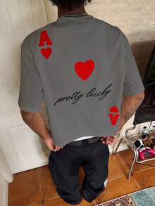 PAVTROS 男士字母刺绣圆领短袖休闲T恤 - 灰色 - 查看 4