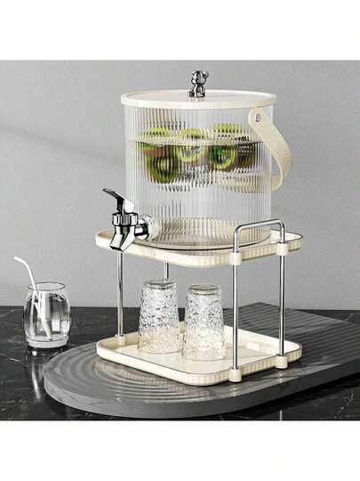 1 chiếc giá để bàn kiểu mới, sang trọng, hai lớp, đựng nước lạnh, nước ép, đồ uống, nước uống, bình đựng nước có vòi, xô đựng đá, bình rót đồ uống.