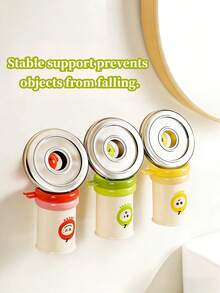 Zazumi Dopamine Color Cartoon Style Plastic Magnetic Toothbrush Cup Holder, Apple Sticker, Multi-Color Optional, Red Yellow Green Apple Sticker, Wall Without Drilling Installationwash Cup Toothbrush Holder, Bathroom Wash Set Hanger Rack Saves Space Suction Cup Design, Detachable Waterproof Multi-Functional Bathroom Storage Organizer, Home Dorm Travel Storage Organizer - multicolor - View 5