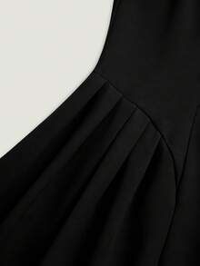 EMERY ROSE New Arrival Waist Cinching A-Line Color Block Bow Tie Midi Dress - Black - View 8