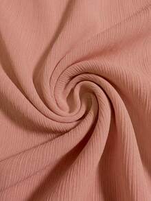 Franclia Áo sơ mi nữ thanh lịch màu hồng nhạt chất liệu chiffon nhăn, cổ trắng, tay ngắn, dáng rộng. - Màu Hồng  San hô - Xem 6