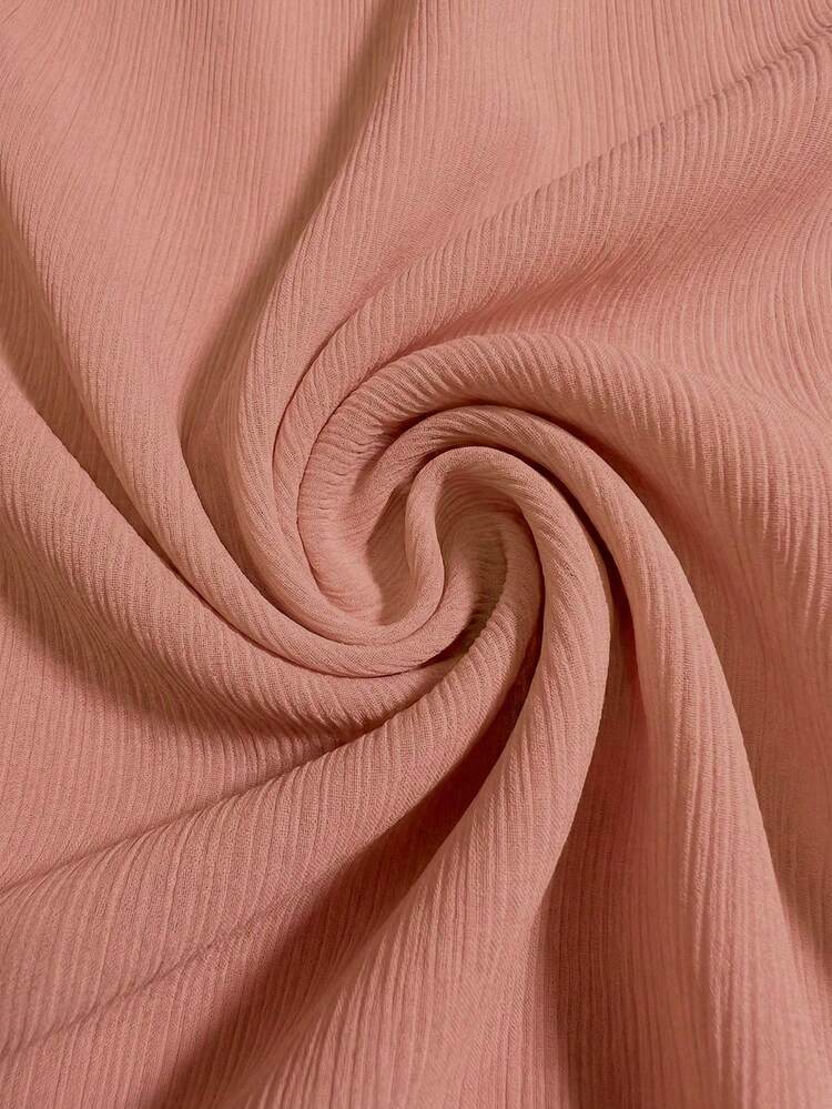 Franclia Women's Elegant Pink Chiffon Crinkle White Collar Loose Short Sleeve Blouse - Coral Pink - View 6