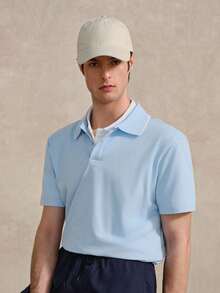 Courvante 男士夏季休闲修身商务针织短袖Polo衫，适合网球、高尔夫等运动，带口袋，透气，父亲节礼物 - 淺藍色 - 查看 7