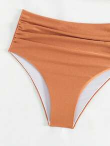 Swim Chiccia Women's Solid Color Strapless Bikini Set For Summer Beach Vacation - Gold - View 4