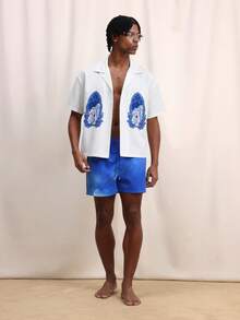 SUMWON Men Nylon Beach Swim Trunks With Drawstring Waist And Side Pockets Summer Vacation Casual Swimming Shorts - Blue - View 3
