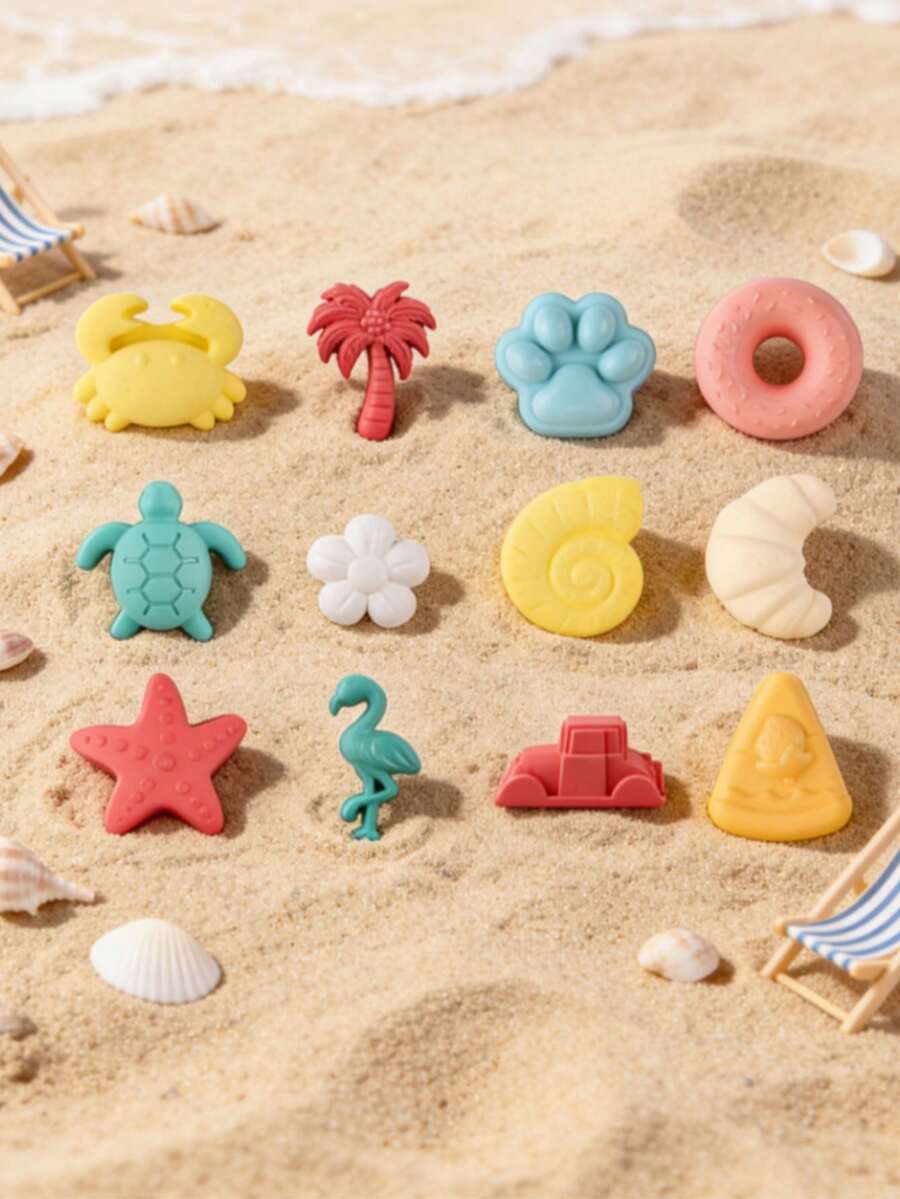 MINKOJA 6PCs Nordic Style Complete Beach Sand Toy Set With Ice Cream Molds - Multicolor - View 1