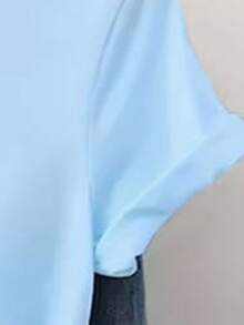 Resyla 女士休闲度假小镇印花短袖T恤 - 淺藍色 - 查看 3