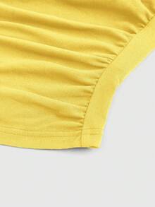 ROMWE Grunge Punk Y2K Leopard Print Bodycon Ruched Bandeau Top For Women - Yellow - View 3